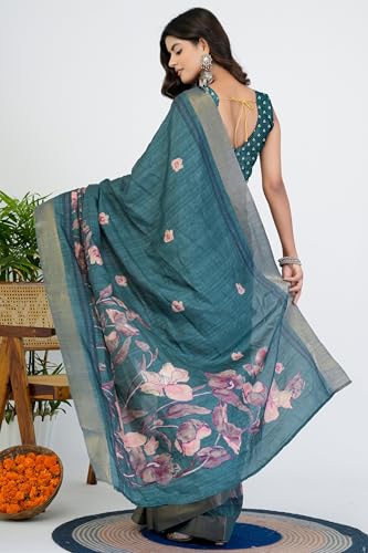Image of MIRCHI FASHION Saree for Woman | Art Silk Floral Printed Ethnic Occasional Sari with Blouse