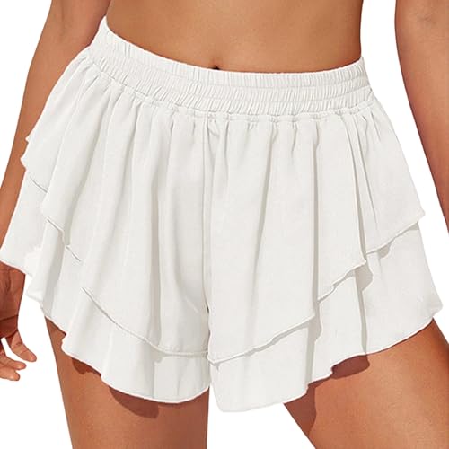 Short volants papillon athlétique avec coupe fluide et taille haute