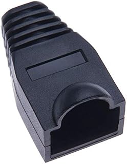 RJ45 Boots By Keple | Plastic Network Wire LAN Strain Connector Boot Ends Caps | RJ45 Connector Ethernet Cover for Cat6 Cat6e Cat5 Cat5e Cable | RJ 45 Cable Plug Protectors | Black, 100PCS