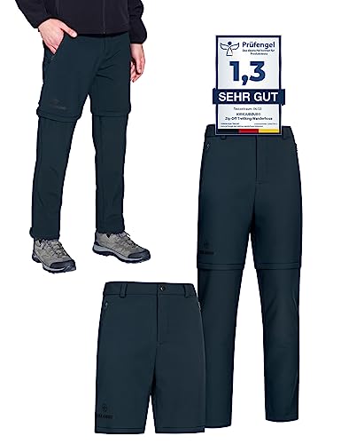 Kirkjubøur® Zip-Off 2-in-1 Trekking Wanderhose/Outdoor Shorts für Herren. Abnehmbare Hosenbeine, strapazierfähiges Material, weiche Fleece-Innenseite (as3, Alpha, l, Regular, Regular, Navy)