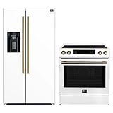 Forno Premium 2-Piece Kitchen Bundle - 30-Inch Induction Range with Built-in Air Fry Function and 36-Inch Side by Side Refrigerator with Water Dispenser in White - FBDL-015-09CAUS