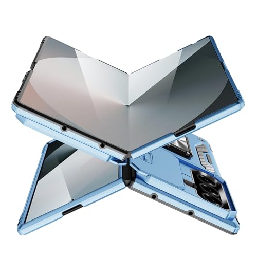 Image of Slide Camera Cover with Ring Holder Mobile Phone Case Cover for Samsung Galaxy Z Fold7 5G (Blue)