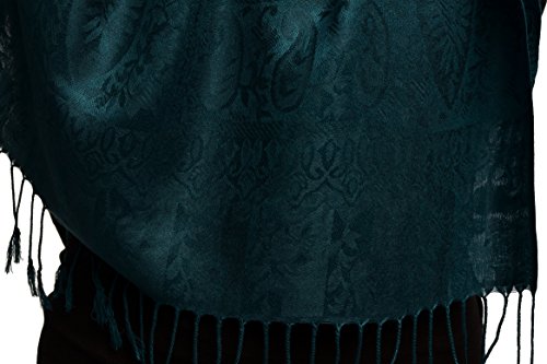 Écharpe verte femme pashmina foulard à pois chaud hiver grand format 70x180 - 6