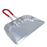 Metal Dustpan 17”, Aluminum Dust Pans Heavy Duty Does not Chip or Bend Sheet Metal Edge Flat Against Floor for Small Item Sweeping Rubber Coated Easy to Grasp Handle (1pc)
