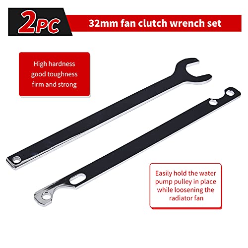 Aain® Mk28 Fan Clutch Wrench Set, 2-Piece Automotive Fan Clutch Nut Wrench Water Pump Holder Removal Tool Kit #TOP3