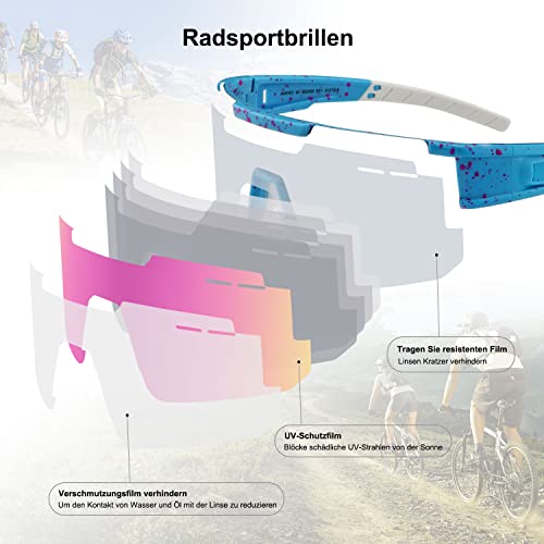 Foto von Xiyalai Fahrradbrille,Sportbrille Radsport Brillen für Herren und Damen,UV400 Schutz für Outdoor Sports, MTB,Autofahren,Laufen,Angeln,Biking Brille