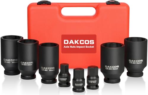 Image of DAKCOS 1/2" Impact Socket Set 30-32-34-35-36 mm; Impact Hex Bit Socket Set 1/2'' Drive 14mm-17mm-19mm