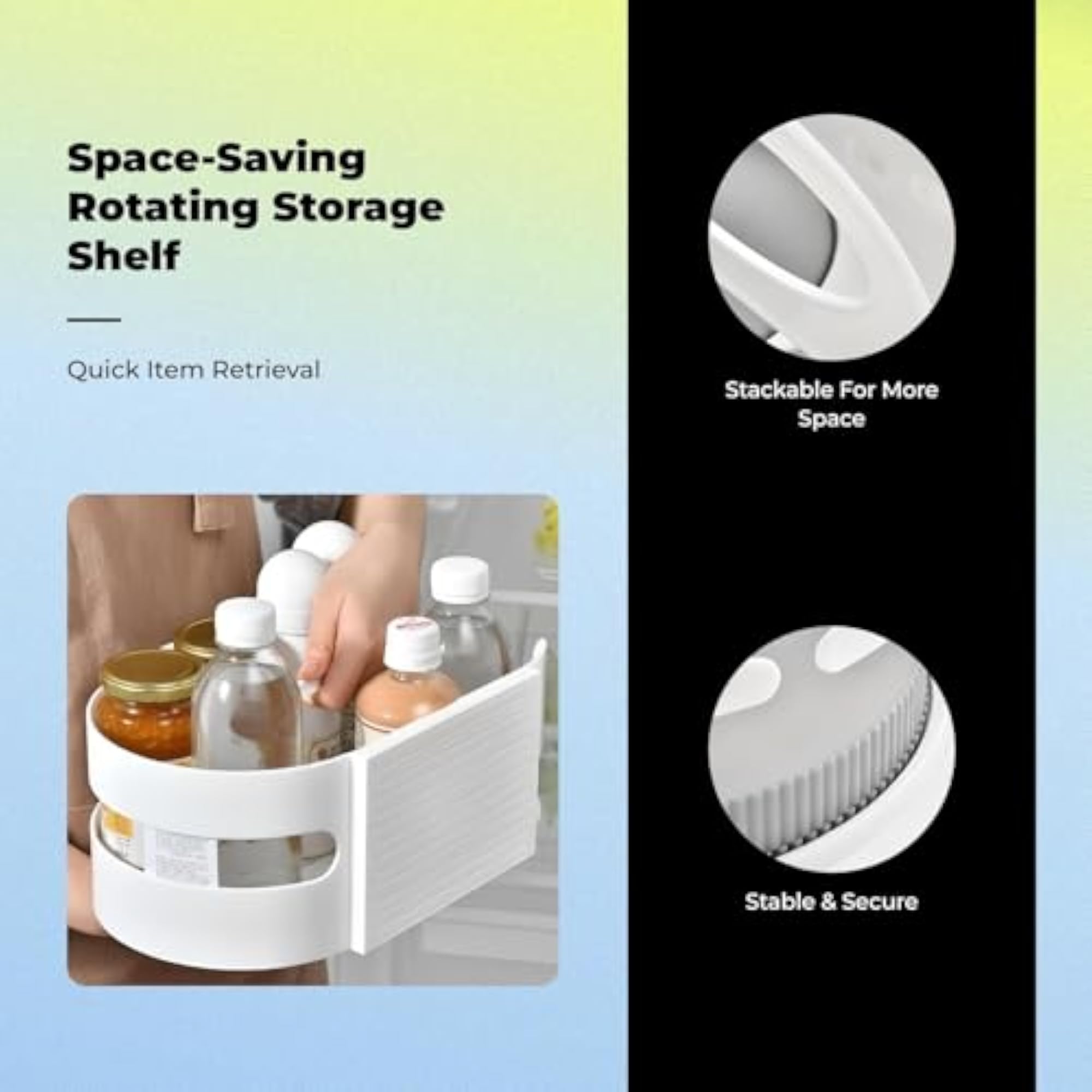 Rotating Kitchen Storage Rack, Multitier Organizer, 360° Turntable