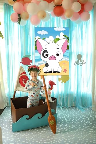jkhycf Moana Party Decorations Pin the Nose on the PUA Pig Pin Game for Kids PUA Moana Birthday Party Favors PUA Pig Poster Decorations