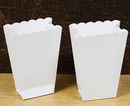Package of 24 Scalloped Edge Theater White Popcorn Favor Boxes