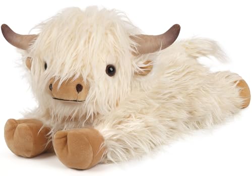 Image of Highland Cow Stuffed Animals, Microwavable Stuffed Animal Adorable Fluffy Highland Cow Plush for Warmth Comfort, Heatable Coolable Lavender Scent Toy, Cute Soft Plushies Gift for Kid Boy Girl & Adult