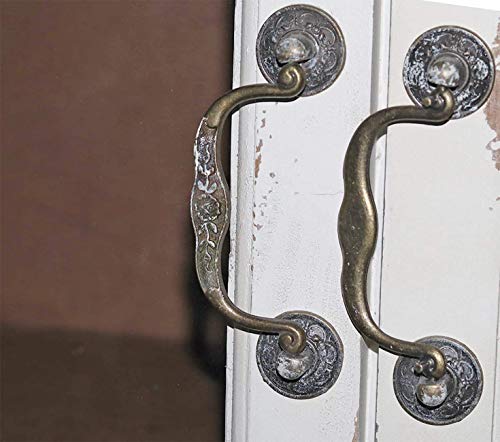 Kitchen Floor Cabinet Storage Cupboard, Multi-Use Sideboard Table With 3 Removable Shelves And 2 Glass Doors For Dining Room, Living Room, Hallway, Distressed White,42" H #TOP4