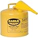 Eagle UI-50-FSY Yellow Galvanized Steel Type I Diesel Safety Can with Funnel, 5 gallon Capacity, 13.5" Height, 12.5" Diameter
