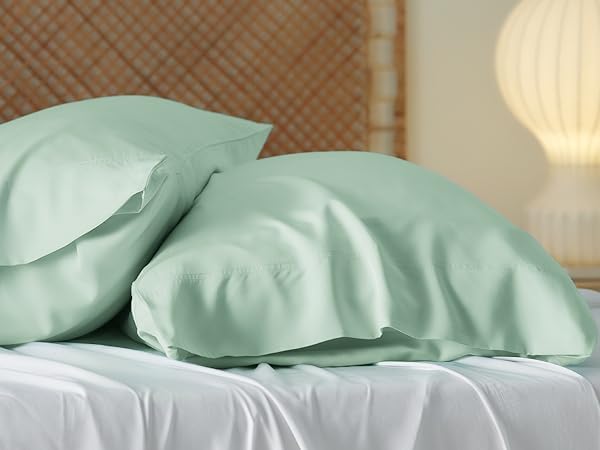 Waterlily 100% Bamboo Lyocell Pillow Cases Pack of 2 Pillowcase for Hair and Skin Envelope Set 50x75 Natural Organic Soft Vegan Silk Luxury Bedding (Sage Green) - Image 2