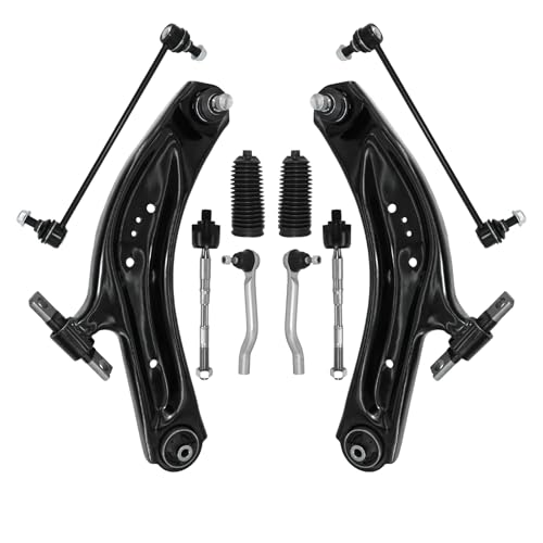 HAWK BROTHER 10pcs Front Suspension Lower Control Arm with Ball Joint Sway Bar Link Inner Outer Tie Rod Boot Replacement for 2014-2020 Nissan Rogue 2017-2022 Rogue Sport 2017-2019 Nissan Qashqai