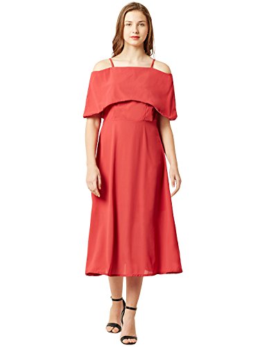 Image of Miss Chase Women's Pink Off Shoulder Midi Skater Dress