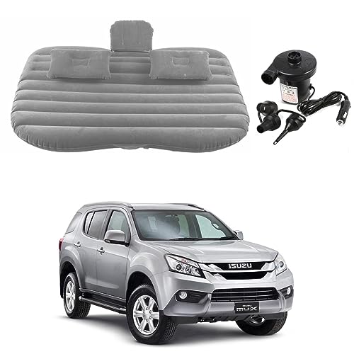 Image of Oshotto Multifunctional Car Travel Bed Mattress with Two Air Pillows, Car Air Pump Compatible with Isuzu MU7 (Grey)