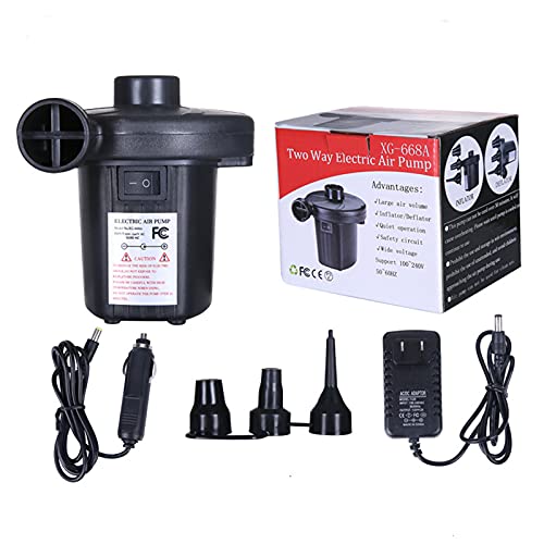 ZHONGING Aufblasen/Entleeren elektrische Doppelfunktions-Luftpumpe, geeignet für aufblasbares wie Planschbecken, Schwimmringe usw./AC110V-240V/2 Ladegeräte und 3 Adapterdüsen