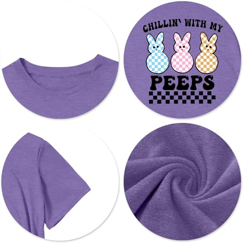 Image of LAZYCHILD Women Easter Teacher Shirts: Funny Treat All with Kindness T-Shirt Bunny Rabbit Tee Tops