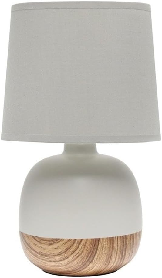 LT2078-LWG Petite Mid Century Table Lamp, Light Wood and Light Gray