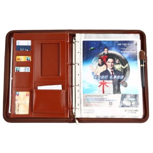 Apaeofl A4サイズ 家庭用書類収納バッグ 戸籍謄本 出生証明書 予防接種手帳 結婚証明書 パスポート 財産証明書 ジッパー付きバッグ (ブラウン,シングルシェル)