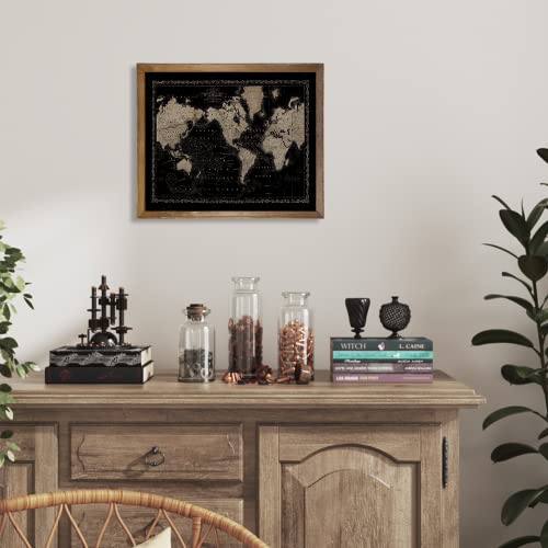 Vintage World Map Wall Art - Retro Nautical Map Wall Decor - Black And White Art Deco World Map For Bedroom Home Office Classroom Living Room - Adventure Picture Poster Print Painting - Gifts For Men #TOP3