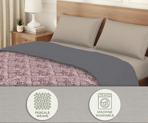 Image of Welspun Arlo Double Bed Quilt Comforter, 2-in-1 Reversible, Lightweight AC Quilt Blanket, Soft Breathable Microfiber for All Seasons & Winter Use, 200x200 cm Double Bed Quilt, Dark Violet
