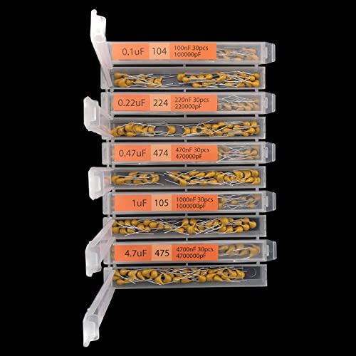 EEEEE 30 Value 900 pcs Multilayer Monolithic Ceramic Capacitor Assortment kit 10pf-10uF Individual Box Lid pf nf uf (900 pcs)