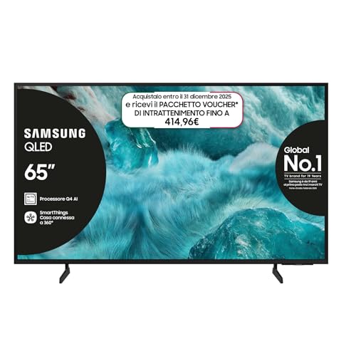 Samsung Smart TV 65'' QE65Q7F4AUXZT QLED 4K, Q4 Processor, 100% Volume Colore con Quantum Dot, Motion Xcelerator, OTS Lite & Adaptive Sound, SlimLook Design, 2025