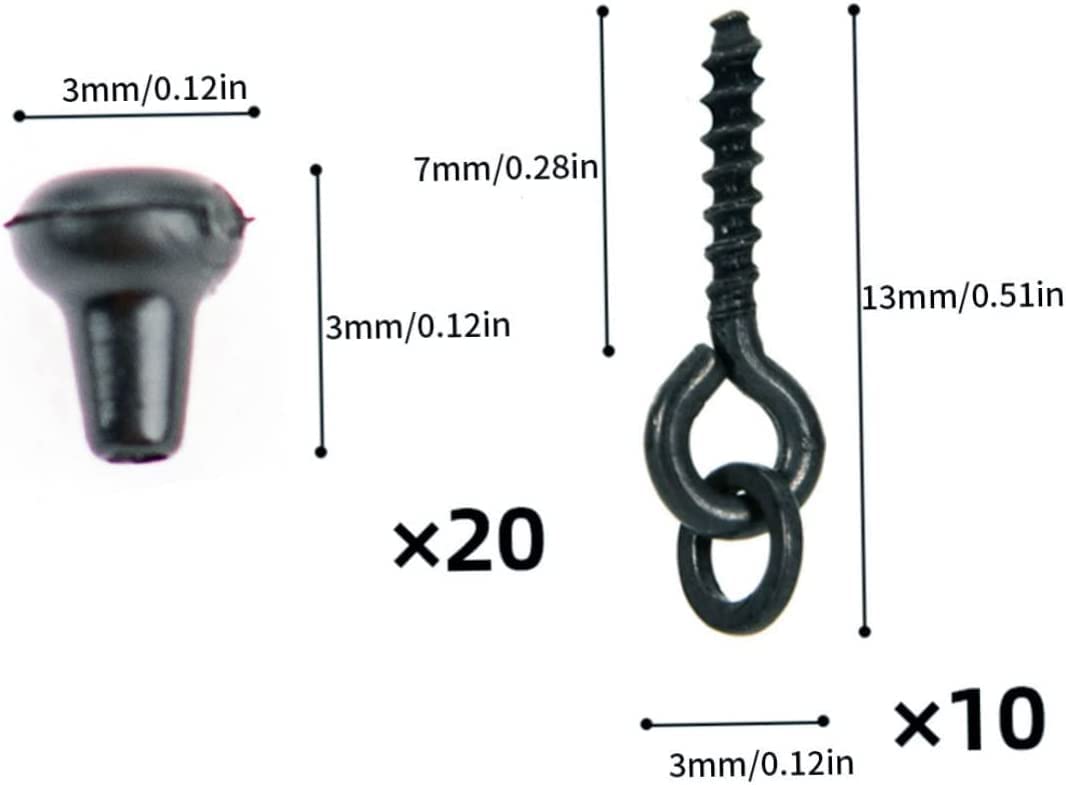 Vis filetées, jeu de vis, vis d'appât, vis d'appât, hameçons de pêche, kit de crochets de gabarit avec anneaux ovales, hameçons de pêche en acier à haute teneur en carbone for la pêche à la carpe