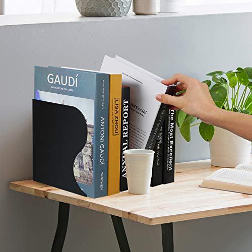 Hossejoy Adjustable Bookends, Heavy Duty Metal Book Ends, Expandable Bookcase Book Holder Stand Shelf Rack for Student Office Book File Organizer Storage, Extends up to 19 inches (Black) - Thumbnail 2