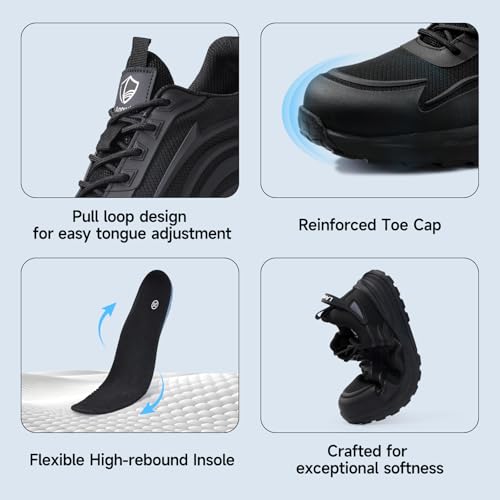 Image of Steel Toe Shoes for Men, Lightweight Safety Work Shoes, Breathable Puncture-Resistant Work Shoes for Warehouse, Factory and Light Construction