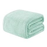 Exclusivo Mezcla Decke Kuscheldecke Flauschig Fleecedecke Wohndecke mit Waffelmuster, Leichte, Weiche & Warme Sofadecke Bettüberwurf, 150x200 cm Mintgrün