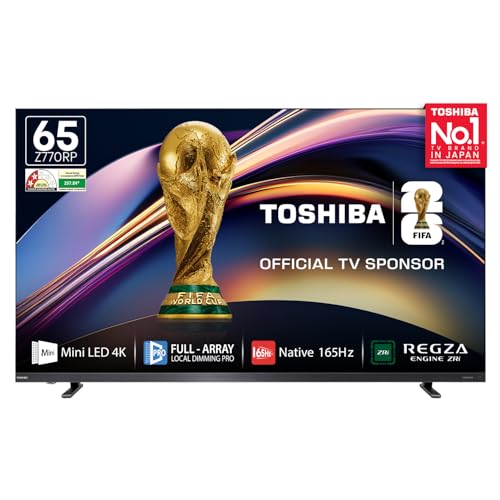 Image of TOSHIBA 164 cm (65 Inches) 4K Ultra HD Smart Mini LED QLED TV | 165Hz Game Mode, Dolby Atmos | ZR 2.1.2 CH, 77W Speakers with Sub Woofer | HDR10+ | REGZA Engine ZRi | VIDAA OS | 65Z770RP (Black)