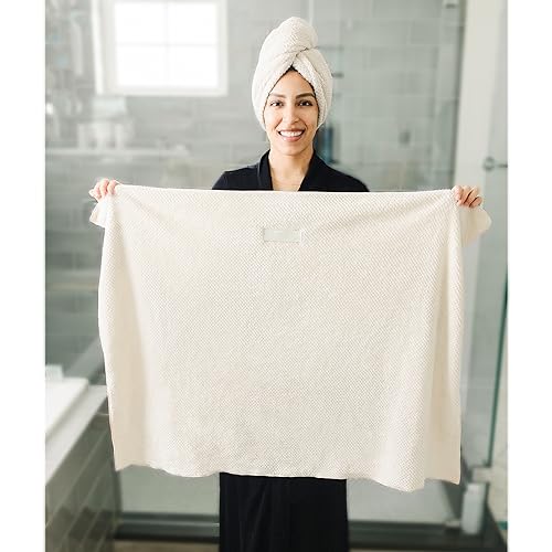 2 Packs Large Microfiber Hair Towels for Women, Super Absorbent & Quick Dry Hair Towel Wrap for Curly Hair Long & Short Hair- Anti-Frizz Hair Turbans for Wet Hair (Blue/White) - 27.5''*39.4''