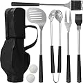 Jishi 8pcs Golf BBQ Grill Accessories Grilling Gifts for Men Golfers Stocking Stuffers for Men, Dad Gifts from Daughter Son, Funny Christmas Golf Gifts for Men Unique Barbecue Tool Set Camping Gadgets