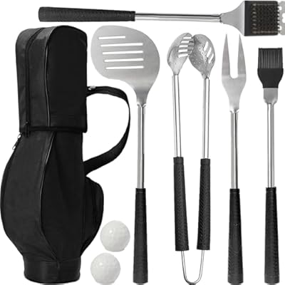 Jishi 8pcs Golf BBQ Grill Accessories Grilling Gifts for Men Golfers Stocking Stuffers for Men, Dad Gifts from Daughter Son, Funny Christmas Golf Gifts for Men Unique Barbecue Tool Set Camping Gadgets