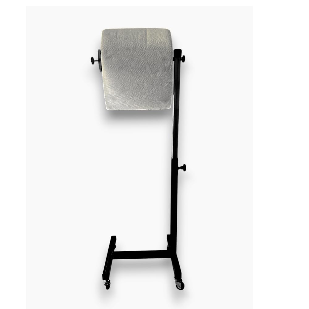 Porta Rotolo Industriale Regolabile in Altezza con Base su Ruote – Misure 36x31 cm, Altezza Variabile 70-115 cm, Ideale per Uso Professionale