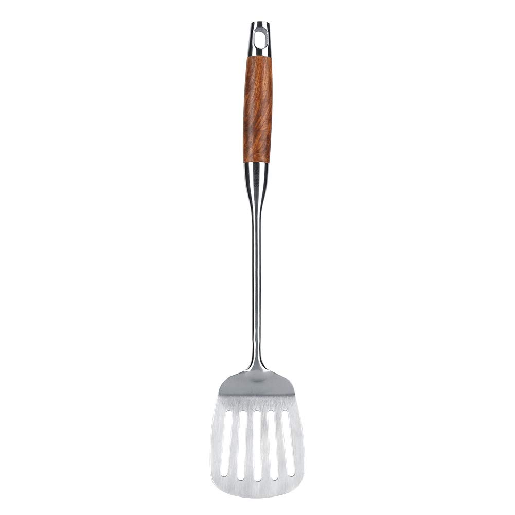 4pcs/set 304 Winte de cocina de acero inoxidable y palo de rosa, utensilios de cocina ergonómica, duradera y amigable con el medio ambiente, incluye cuchara de gachas, espátula,