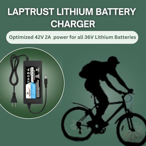 Image of LAPTRUST 42V 2A Lithium Battery Charger for Electric Cycle | Compatible with 36V Lithium-ion Battery | Auto Cut-Off | LED Indicator Light | Fast & Safe Charging