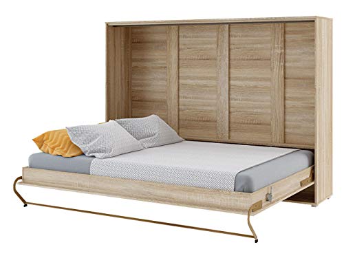 Mirjan24  Schrankbett Concept Pro II Horizontal, Wandklappbett inkl. Lattenrost, Bettschrank, Wandbett, Schrank mit integriertem Klappbett, Funktionsbett, Farbauswahl, (140×200 cm, Weiß) - 3