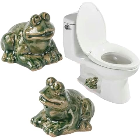 NENYLEI Frog Toilet Bolt Covers, Frog Toilet Bolt Caps, Toilet Knob Covers for Bottom of Toilet, Decorative Toilet Knob Covers, Ceramic Toilet Knob Covers, Toilet Bowl Knob Cover (Frog*2) Cover