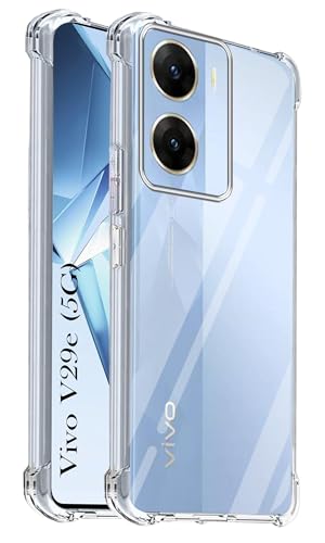Image of Jkobi Shockproof Crystal-Clear Back Cover for Vivo V29e 5G (Anti Yellow Case | Drop & Camera Protection | Hard Polycarbonate)