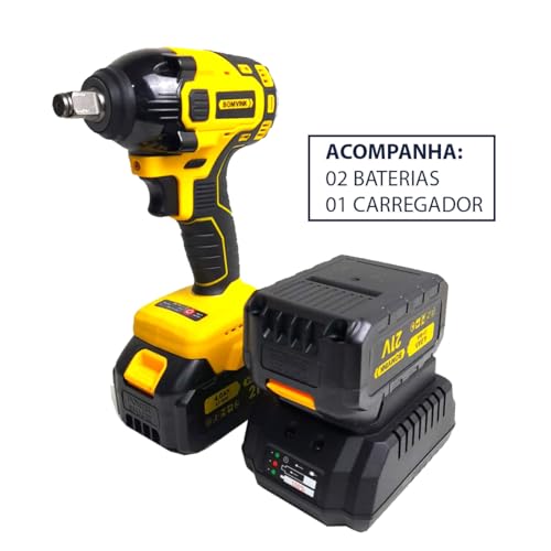 Jogo de Chave de Impacto a Bateria 21V com Acessórios
