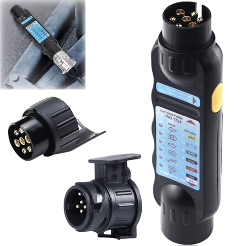 7 Pin Anhänger Tester Prüfgerät: Anhängerkupplung Stecker mit 13 zu 7 Pol und 7 zu 13 Pol Adapter, Anhängersteckdose Testgerät für 12V KFZ-Anhängerbeleuchtung Verdrahtung Fehlerbehebung