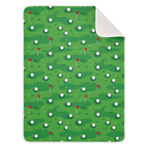 Image of Baby Blankets for Baby Boy or Girl Soft Warm Multi Use Wrap Swaddle for Infant Toddler Kid Crib Bedding 30X40in Golf Green