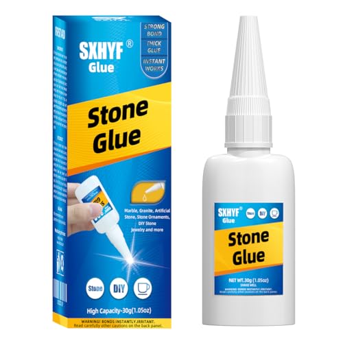Stone Glue - 30g Super Glue Gel, Stones Adhesive, Stone to Stones Glue for Bonding Stone and Other Materials, for Restoration of Marble, Granite, Artificial Stone, DIY Craft, Clear and Waterproof