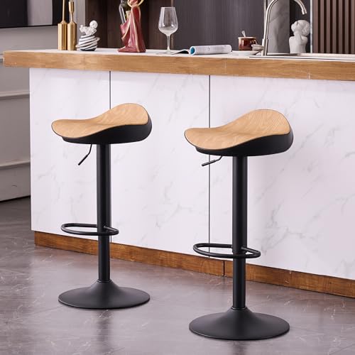 YOUNIKE Taburete de Bar Juego de 2, Sillas Altas de Bar, Taburetes Altos Cocina de Diseño Moderno Giratorio 360°y Regulable en Altura para Bar Cocina, Negro