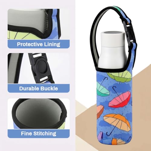 Image of HASTHIP Water Bottle Bag with Quick Release Buckle Strap, Neoprene Insulated Child Water Bottle Carrier Holder Sling Pouch for 300 to 500ml Bottles, School Travel Outdoor Sports and Daily Use