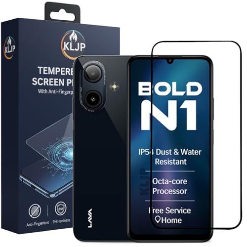 Image of Military-Grade Gorilla Tempered Glass For LAVA BOLD N1 With Installation Kit | Edge to Edge Coverage | Black